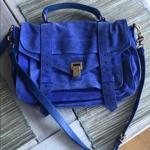 Blue suede lightly worn satchel medium